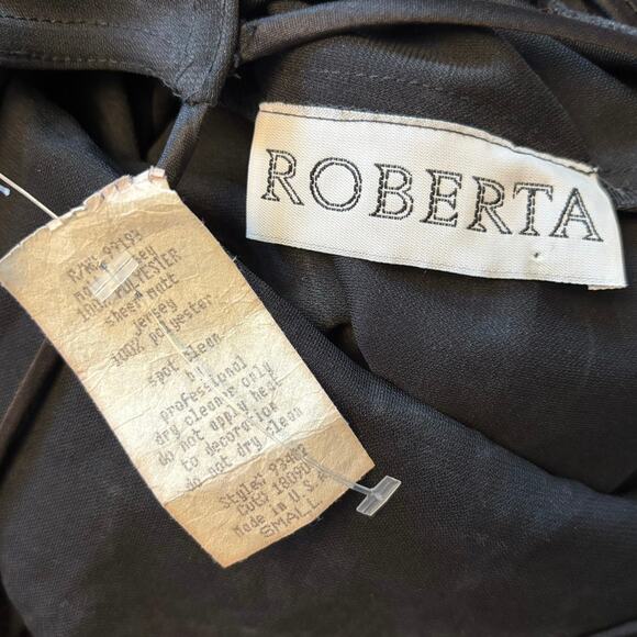 Vintage Roberta Size S Beaded Maxi Dress Formal Evening Prom Strappy Black - Picture 5 of 5